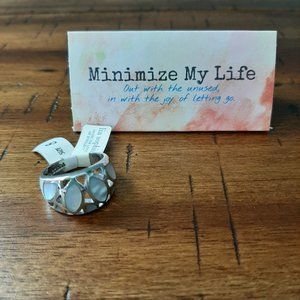 Lia Sophia Silver Dome Ring with MoP inlay